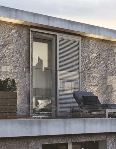 <strong>SECRET</strong> | Porte Fenêtre à 1 Vantail avec Persienne Coulissante en Aluminium | AluWindows